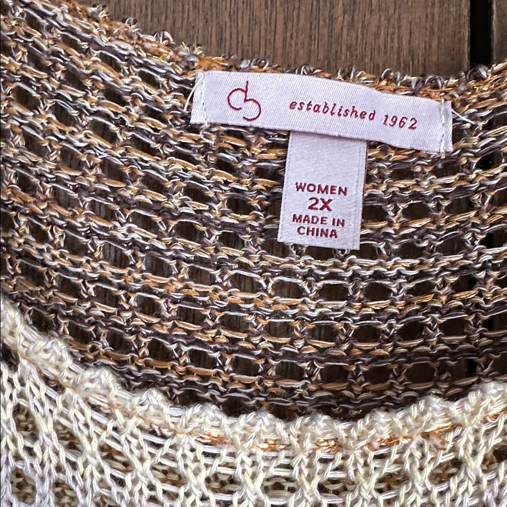 CJ Banks Striped Knit Sweater in Earth Tones plus 2x - Picture 2 of 4